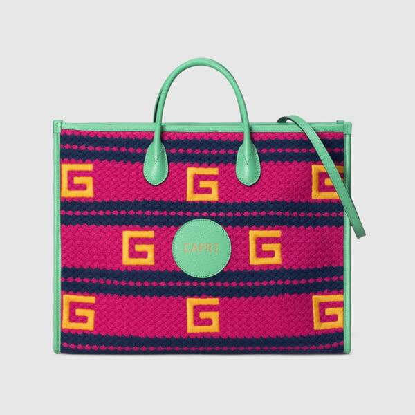 グッチ かごバッグ コピー オンライン限定 CAPRI ストライプ トートバッグ 663709 JFIEG 5661